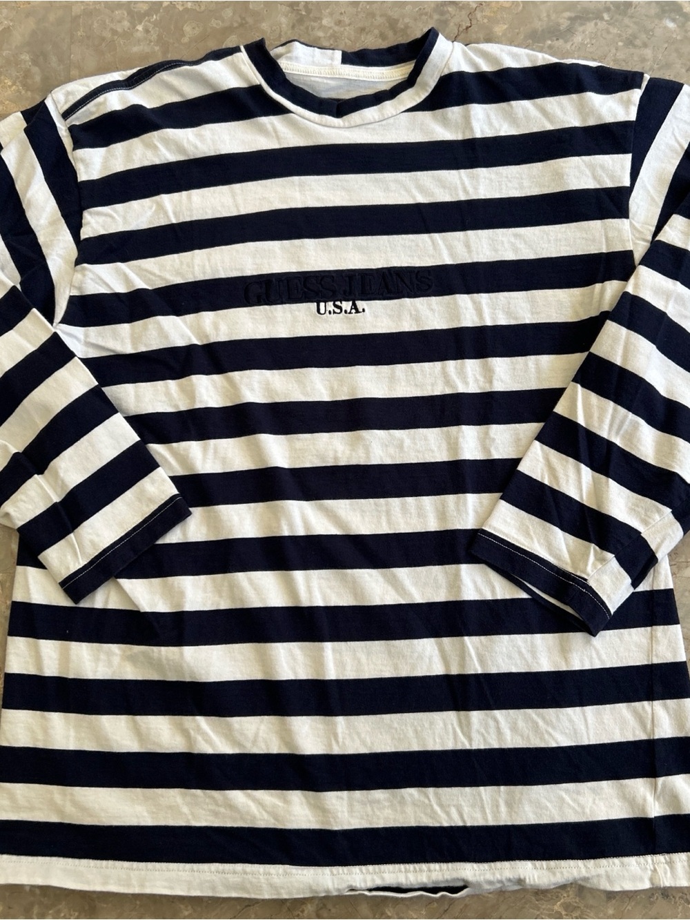 Vintage 90s Guess Jeans USA Embroidered Striped Long Sleeve Shirt XL